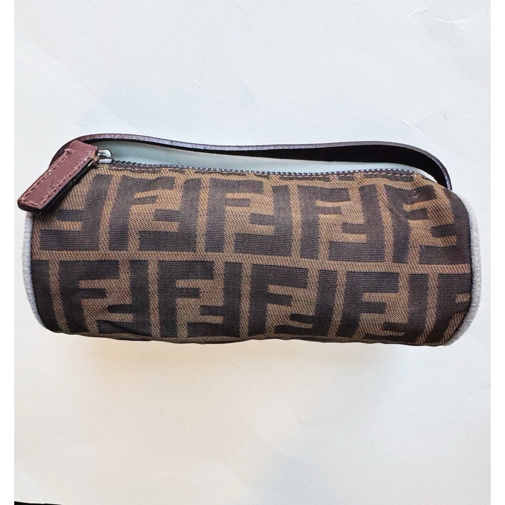 Fendi Vanity Pouch Vintage Zucca Pattern Brown Mini Bag Used - Picture 1 of 11